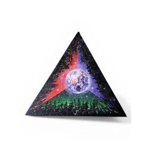 Triangular Cosmic Landscape Canvas Moon Art Size 8”